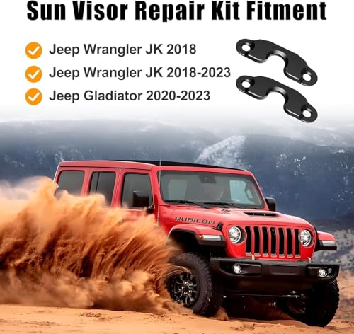 Image of Upgraded Sun Visor Repair Kit for Jeep, Veharvim 2 Pack Hard Plastic Sun Visor Clip Compatible with Jeep Wrangler JK 2018 / JL /Wrangler 2018-2023 / Gladiator 2020-2023, Black