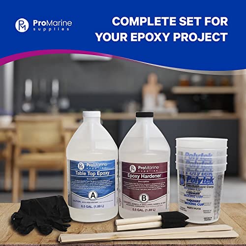 Pro Marine Supplies Crystal Clear Table Top Epoxy Resin (1Gallon Kit