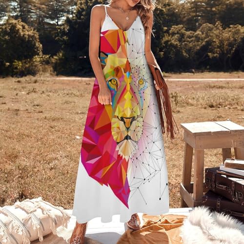 Robe été lion géométrique sans manches vêtement de plage confortable