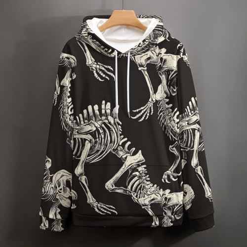 Sweatshirt pullover squelette dinosaure noir manches longues S - 5