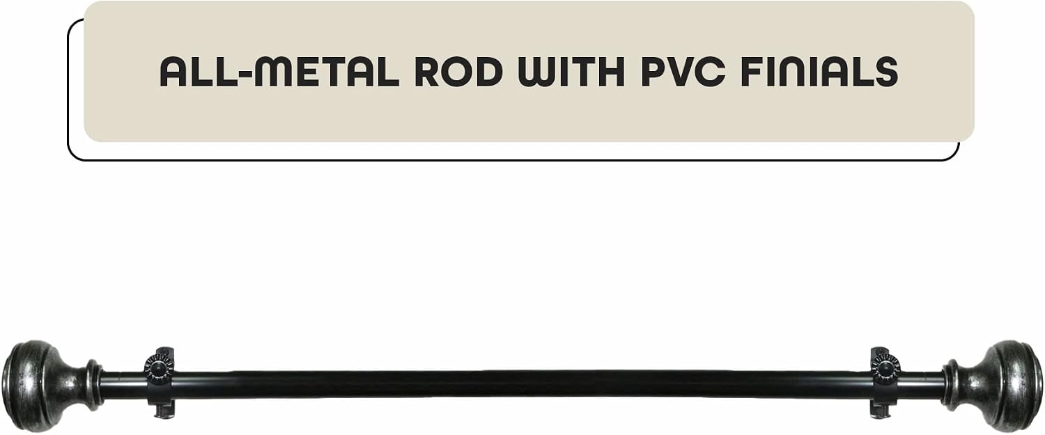 Achim Home Furnishings RDBFD66120 Rod & Finial, 66-Inch Extends to 120-Inch, Buono