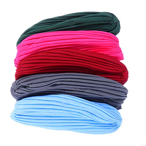 Lurrose 5 peças turbante elástico com cruz torcida turbante plissado turbante bonés para quimioterap