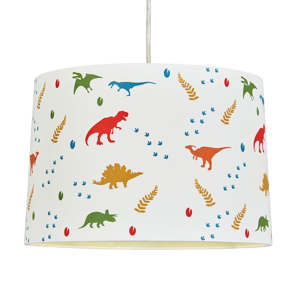 Litecraft Glow Light Shade 30 cm Easy Fit Children's Lampshade - (Multi Coloured, Dinosaurs)