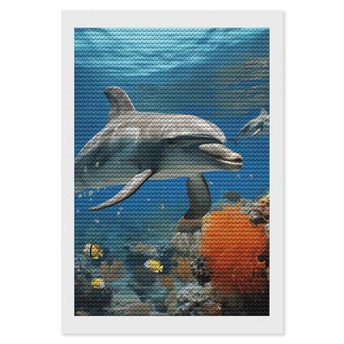 Peinture diamant adultes dauphins bleus pour sublimer la décoration murale du salon