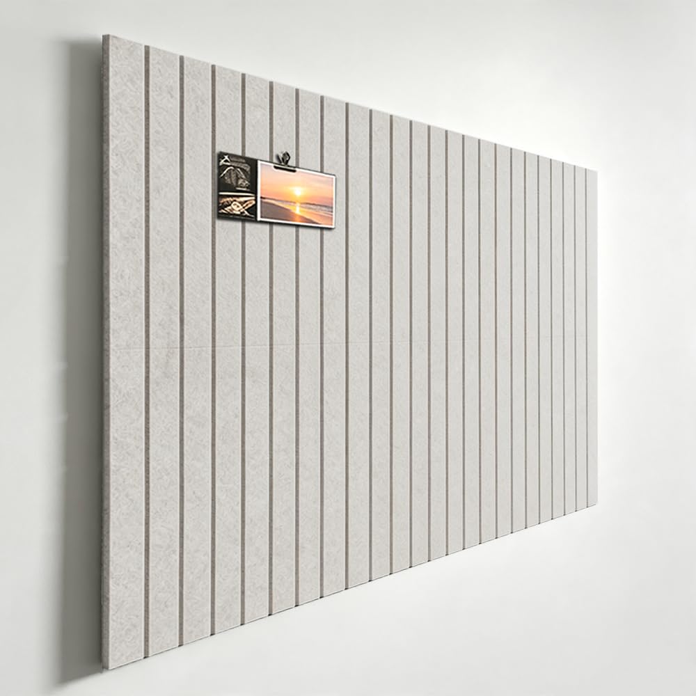 ZOGGON 12-Pack Ivory Felt Wall Tiles(30cm x 30cm Each), 90cm x 120cm Large Cork Board Alternative, Self-Adhesive Bulletin Pin Board for Office Home Kitchen Photos & Memos