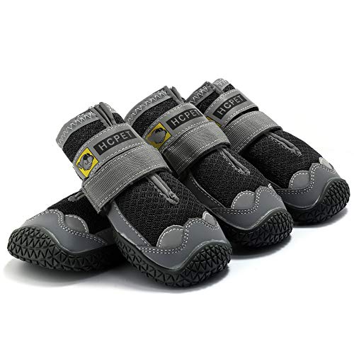Breathable Mesh Paw Protector Dog Booties For Large Dog With Anti-Slip Sole Adjustable Reflective Straps Waterproof Winter Dog Shoes For Medium Large Dogs Hiking Running (7(2.6Inchwidth), Black) #TOP26