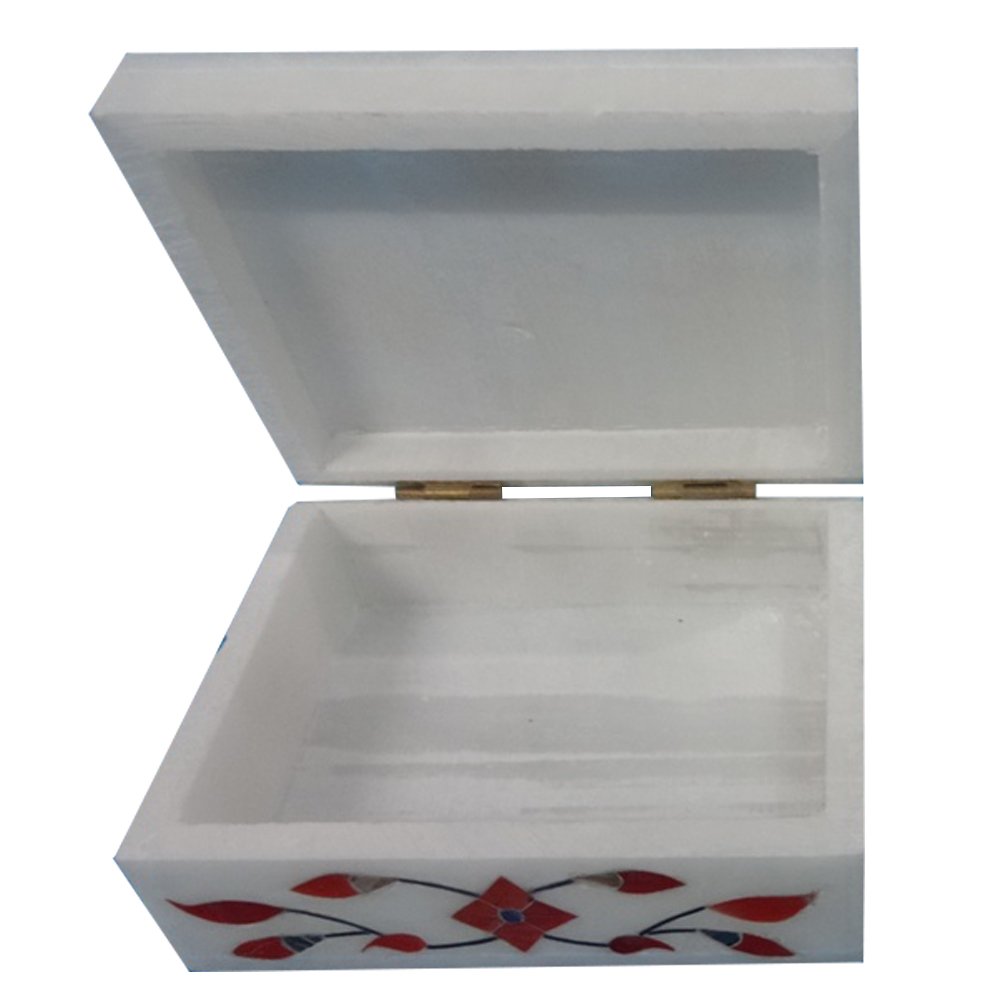 craftslook Trinklet Boxes Marble Inlay Work Quantity: 1 Piece Size :"6x4x2"inch height