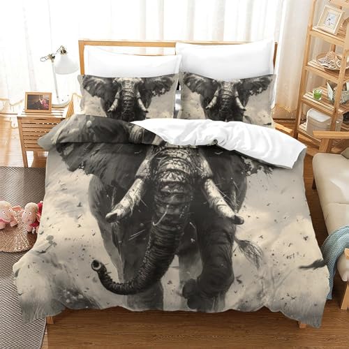 Housse de couette éléphant infroissable avec fermeture éclair 260x220 - 2