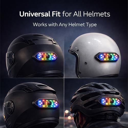 Image of MIKANIX ABS Universal Helmet LED Light with 5 Lighting Modes & 6 Multi-Color Flashing | Rear Warning Safety Night Riding Light USB Charging Cable for Bike, Cycling