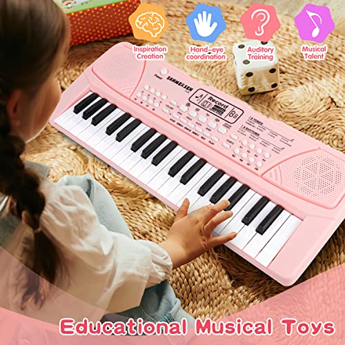 Kids Piano Keyboard 37 Key Pink Piano For Kids Music Toys For 3+ Year Old Girls Keyboard Piano For Beginners Learning Piano Chords Birthday Gifts For 3 4 5 6 7 8 Year Old Boys Girls #TOP5