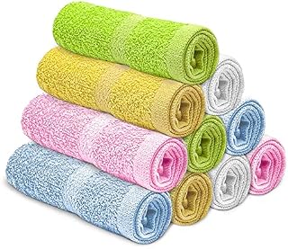 FAJAR Face Wash Towel Pack of 10 Pcs (30x30cm) 100% Cotton, Travel Towel Set, Gym Towel, Fingertip Towel, Ring Spun, Best for Spa and Parlor Towel, Super Soft & Absorbent, Light Weight (5 Color Pack)
