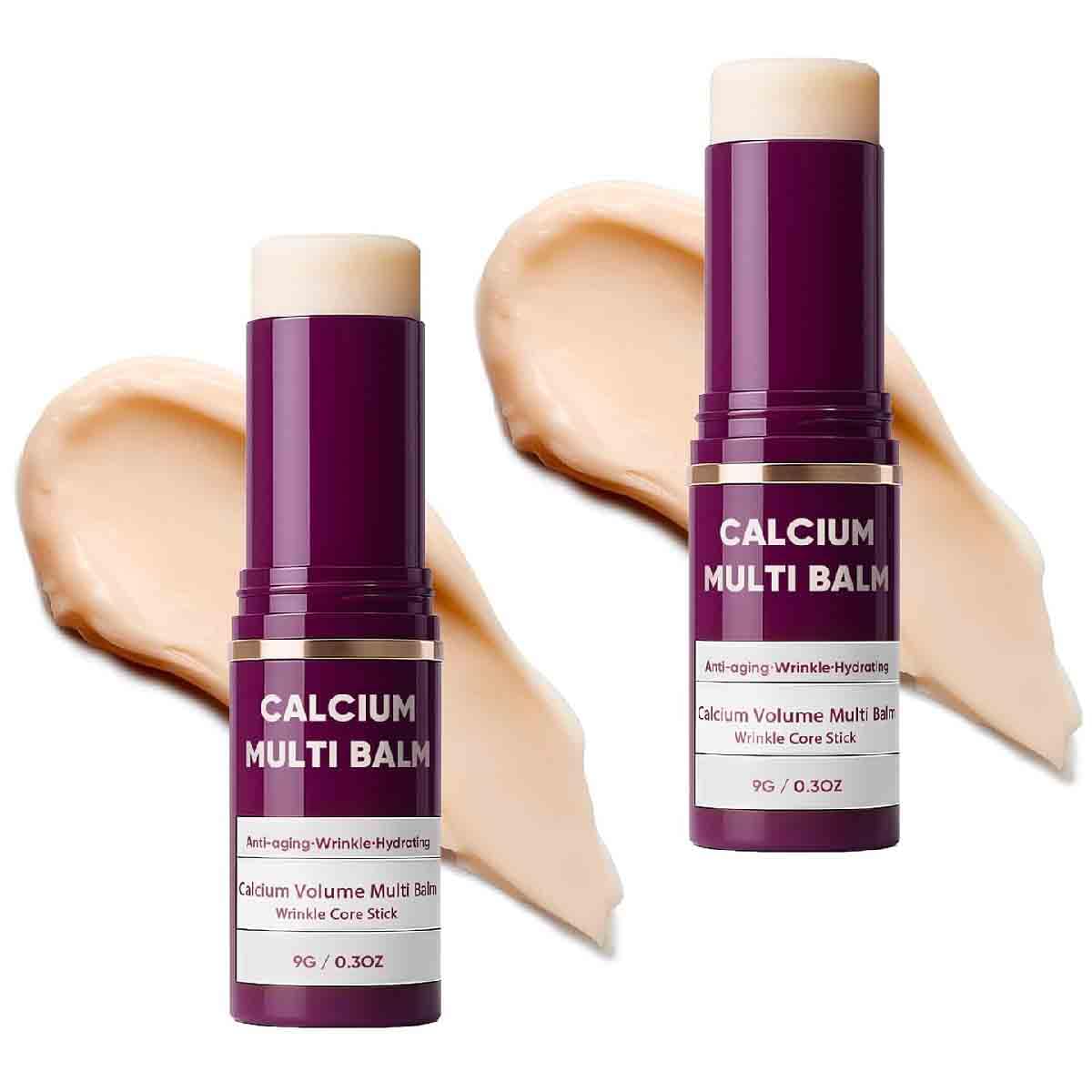 Stick Multi-Balsamo Al Calcio,Stick Idratante Al Collagene,stick Multi Balsamo Al Calcio 3 In 1,Idratante,Rassodante Per La Pelle,Adatto Per Occhi,Collo,Viso (2 pezzi, 1)