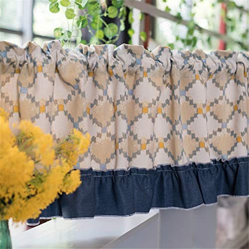 Cenefa de cocina de mezcla de algodón con bolsillo de varilla para ventana corta 2