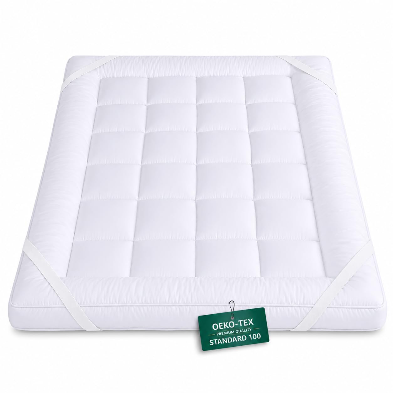 ARLINENS Double Bed Mattress Topper 5cm Thick, Hotel Quality Box Stitched Microfibre, Extra Deep Quilted, Soft Orthopaedic & Anti Allergy Mattress Topper (137cm X 190cm)