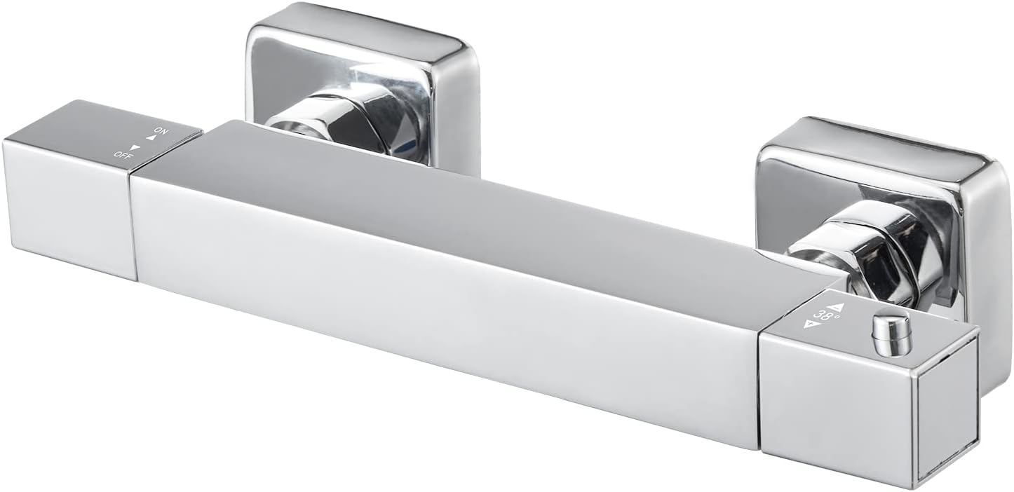 Mighbow Thermostatic Shower Bar Valve Mixers Square Modern Thermostat
