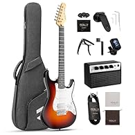 COMPLETE BEGINNER KIT: The Fesley Player Pack gives you a great guitar, combo amplifier, and everything else you need to get started playing electric guitar! You get a quality ST electric solid-body guitar with HSS pickups and a fast neck for easy fr...