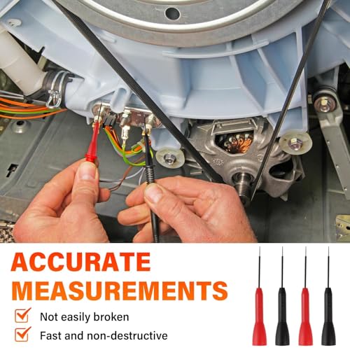 Image of 2mm Extended Needle Test Probes 4 Pcs, 600V /10A Non-Destructive Multimeter Insulation Needle Probes Tip Compatible with Fluke Leads tl71 tl75