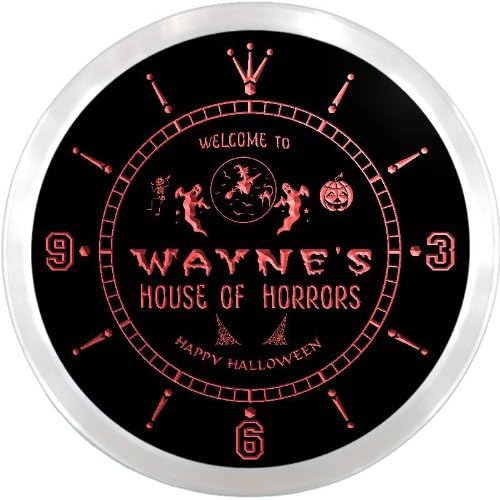Miniatura 2 de AdvPro ncx0072-tm Reloj de letrero de neón con nombre personalizado de la casa de los horrores de Wayne