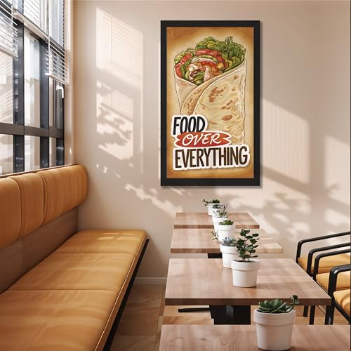 Image of NoWorries Wall art framed painting food posters for cafe decor (Synthetic wood frame) inch300 GSM premium art HD prints inch Wall painting for Home & Kitchen Decor (Pattern illustration)( Set of 1, Framed Painting) (BLACK, ART-9, 10X19INCHES)