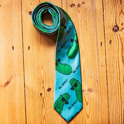 Crazy Dog T-Shirts Dill With it Necktie Funny Neckties for Men Pickle Tie Mens Novelty Neckties