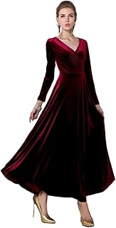 Women Elegant Velvet Long Dress Evening Party Dancing...