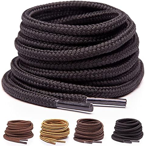 Miscly 3 Paar - Schnürsenkel Rund, Extrem Reißfest für Arbeitsschuhe, Stiefel und Wanderstiefel Ø 5 mm (114 cm, Schwarz) Cover
