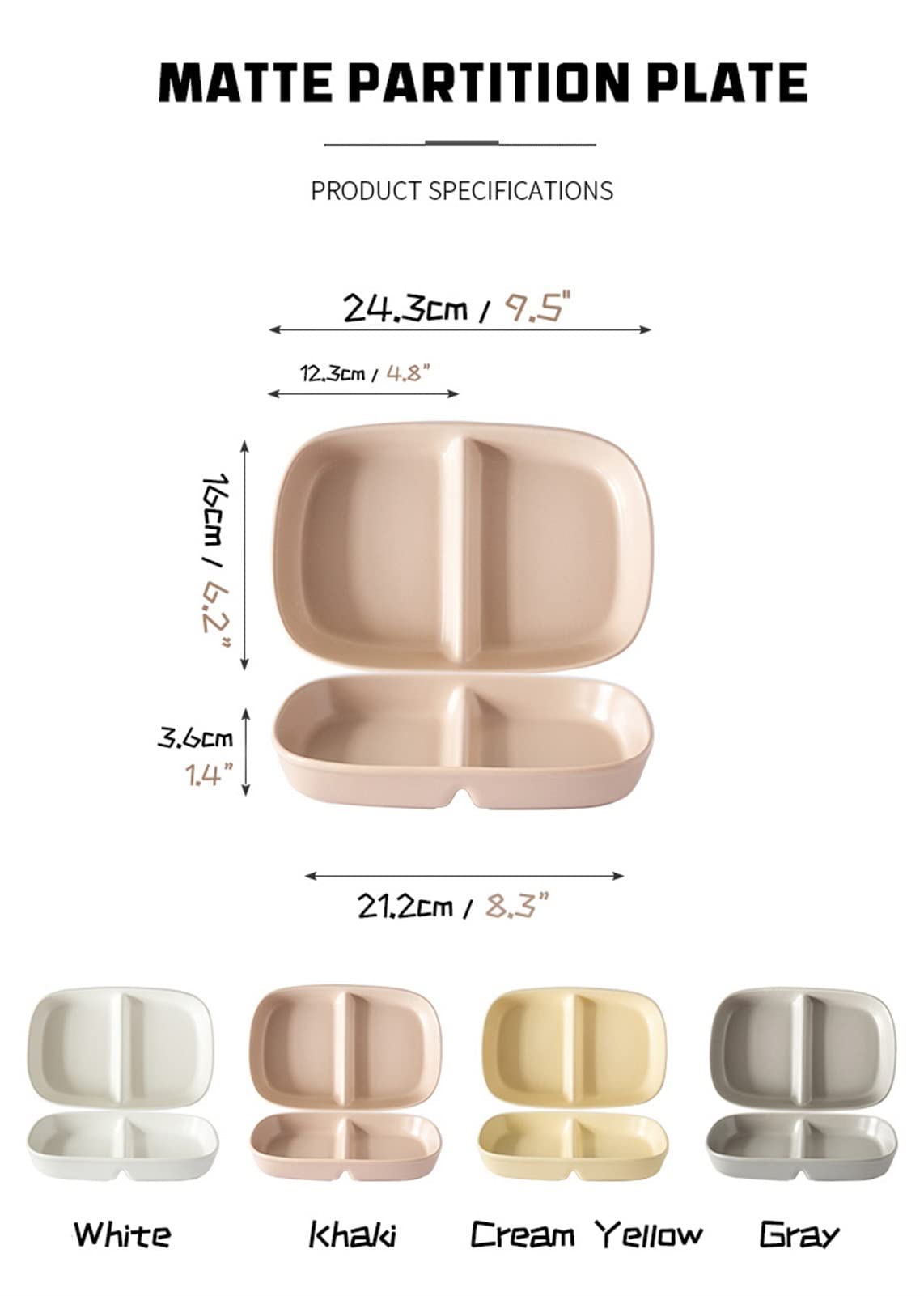 Taca do serwowania z 2 przegródkami, dzielone talerze Wyjątkowy talerz porcelanowy z przegródkami Podawaj chipsy i dipy, cukierki, orzechy, owoce, warzywa Dania z przekąskami Idealne na imprezy (Colo