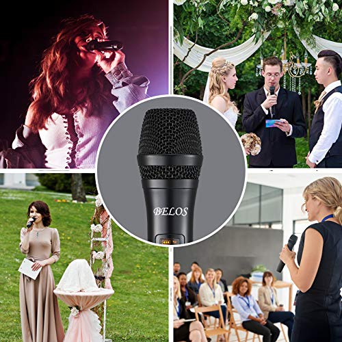 Belos Wireless Microphone, Uhf Cordless Dual Handheld Dynamic Mic System Set With Rechargeable Receiver, 165 Ft Range, 6.35Mm(1/4'') Plug, For Karaoke, Voice Amplifier, Pa System, Singing Machine, Dj #TOP6