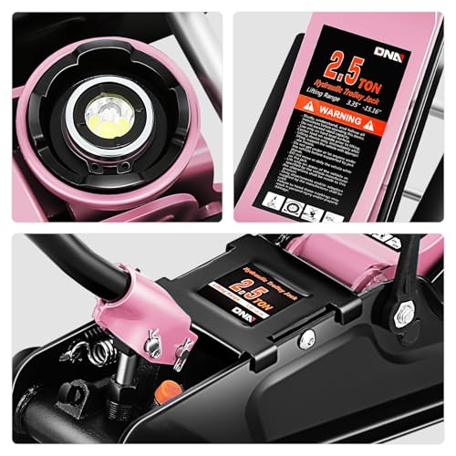 Image of DNA Motoring Low Profile Hydraulic Trolley Service /Floor Jack, 2.5 Ton (5500 lbs) Capacity, Lifting Range 3.35 inch-15.16 inch,Pink, TOOLS-00676-PK