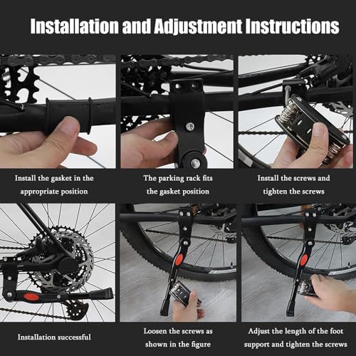 YYXYF Bike Stands for KHS Flagstaff Urban X Montana Sixfifty Aero Green Pro Performer, Bicycle Kickstands Aluminum Alloy Adjustable Rear Wheel Support Universal Cycling Components Parts,Black
