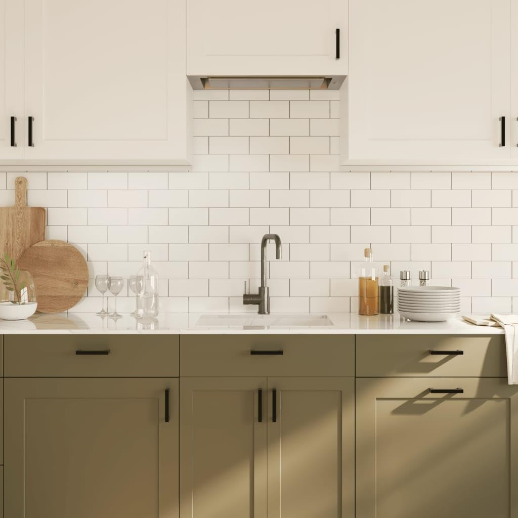 Möbelgriffe Schwarz Edelstahl 20 Stück 96 mm Lochabstand Schrankgriffe Türgriffe für Schublade Küche Kommode Bad Büro mit zuschneidbaren Schrauben modernes Design