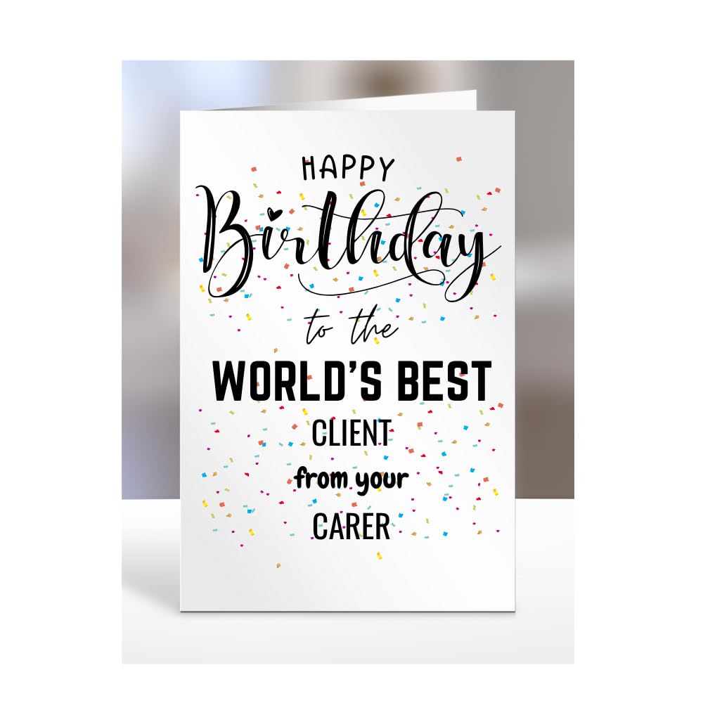 Client birthday card from Carer, gifts for men, women, greetings card, happy birthday presents for, A5-84a_103 โ image 1