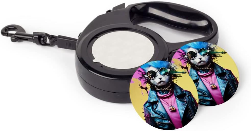 Punk Rock Retractable Pet Leash - Cat Leash - Illustration Dog Leash (118 inches)