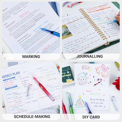 KERIFI Liquid Ink Rollerball Pens, 12 Coloured Pens, Smooth Writing, Quick Dry, 0.5mm Gel Ink Pens for Writing Journaling - Image 4