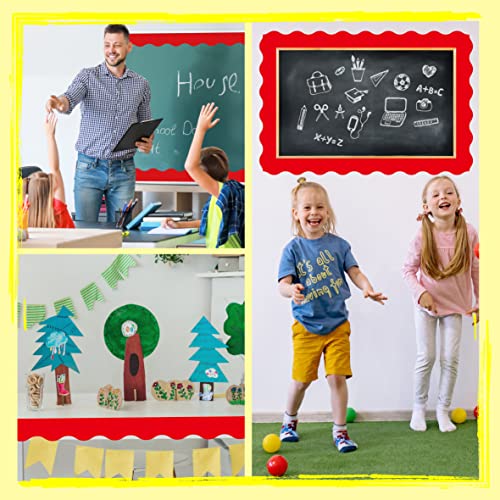 60 Feet Bulletin Board Borders, Pure Red Scalloped Rolled Border Trim Board Border With Wavy Line Design Decoration For School, Classroom & Offices #TOP4