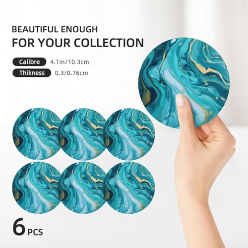 Dessous de verre en céramique protège table liège bleu sarcelle