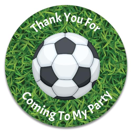 Papa Prints 24 x Thank You for Coming to My Party Stickers (45 mm) Paper Football Stickers for Party Bags Sweet Cone