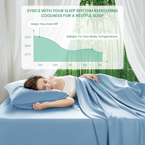 SONORO KATE 100% Viscose Derived from Bamboo_Sheets King Size, Ultra Breathable & Cooling Bed Sheets for Hot Sleepers, Hotel Luxury Silky Bedding Sheets, 16" Deep Pocket - 4PC (Teal Blue,King)