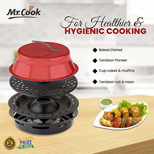 Image of MR COOK By United Metalik Gas Oven Tandoor | A Combination of Oven and tandoor | 4-Pieces | Red and Black | 1 Year Warranty