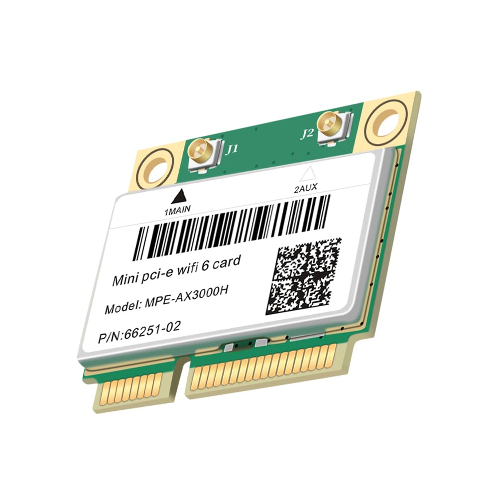 MPE-AX3000H Carte Wi-Fi 6 avec Bluetooth 5.2 PCIe, 574 Mbit/s + 2,4 Gbps AX3000, 160 MHz, OFDMA, MU-MIMO, pour ordinateur portable, faible latence pour jeu/streaming, compatible avec Windows 10/11 64