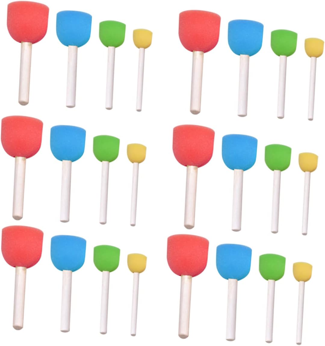 NUOBESTY 24pcs Assorted Round Sponge Paint Brushes Boy Girl Lightweight Water-Absorbing Sponge Stamps for Crafts and Creative Painting Projects
