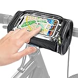 MORDEN MS Bike Handlebar Bag, Waterproof Phone Cycling Mount Front Bag, Mountain Bicycle Storage Bag with 6 inch Transparent Pouch Touch Screen Removable Shoulder Strap, Biker Gifts for Men Women