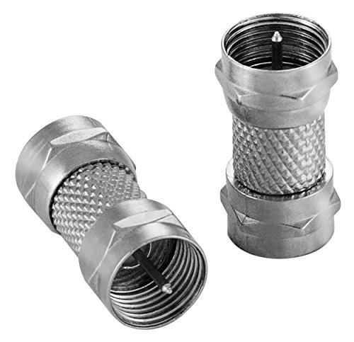 POPPSTAR - 2x Sat Adapter F-coupling (F-plug to F-plug), for coaxial cable - antenna cable, silver
