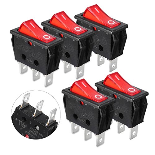 uxcell 5 Pcs 3 Pin SPST On/Off Rocker Switch AC 16A/250V