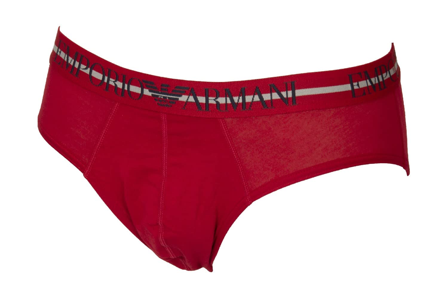 Emporio Armani Figi męskie Opakowanie 3 sztuk Elastyczne Majtki Bielizna Bawełna Stretch Artykuł 111734 2F723 Brief, 17236 Marine / Ciliegia / Bianco, S