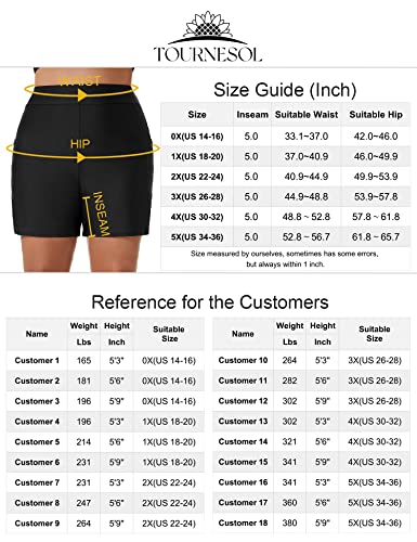 Tournesol Women's Plus Size Swim Shorts High Waisted Swimsuit Bottoms Tummy Control Bathing Suit Boy Shorts With Pocket Black #TOP5