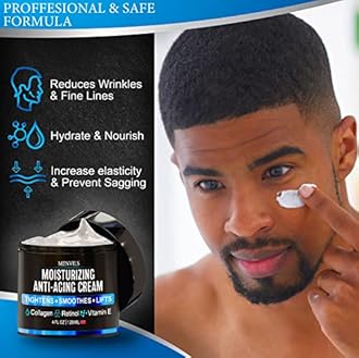 (2 Pack) Mens Face Moisturizer Cream - Anti Aging & Wrinkle for Men with Collagen, Retinol, Vitamins E, Jojoba Oil - Face Lotion - Age Facial Skin Care - Eye Wrinkle - 8 oz Total