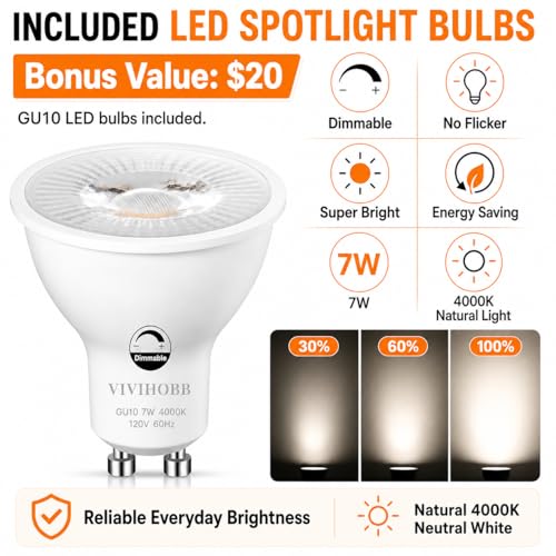 Image of Dimmable Plug in Track Lighting,Plug in Ceiling Light Fixture,Black 8 Light Track Light with 16.4' Long Cord,Dimming Switch,8 Way Ceiling Spotlight,Rotatable,LED Bulbs Included