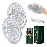 2 Stück Meridian Bürste mit 10ml Ätherische Öle und 1,5 Meter Maßband,Professional Meridian Massagebürste,Ergonomische Massagebürste Fün Elemente,For Waist, Abdomen, Leg (Satz-Weiß)