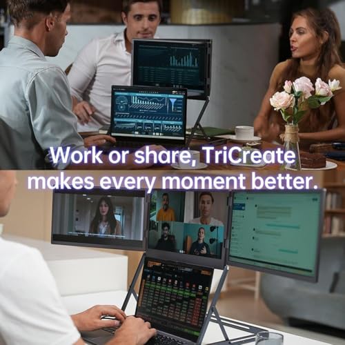 Image of 15.6 inchLaptop Tri-Fold Monitor, 1080p Fhd Portable Laptop Screen Extender, Type-C /HDMI /USB-C Plug-Play Triple Monitor with 360 Rotation Adjustable Viewing Angles Compatible with Windows and Macos (1pc)